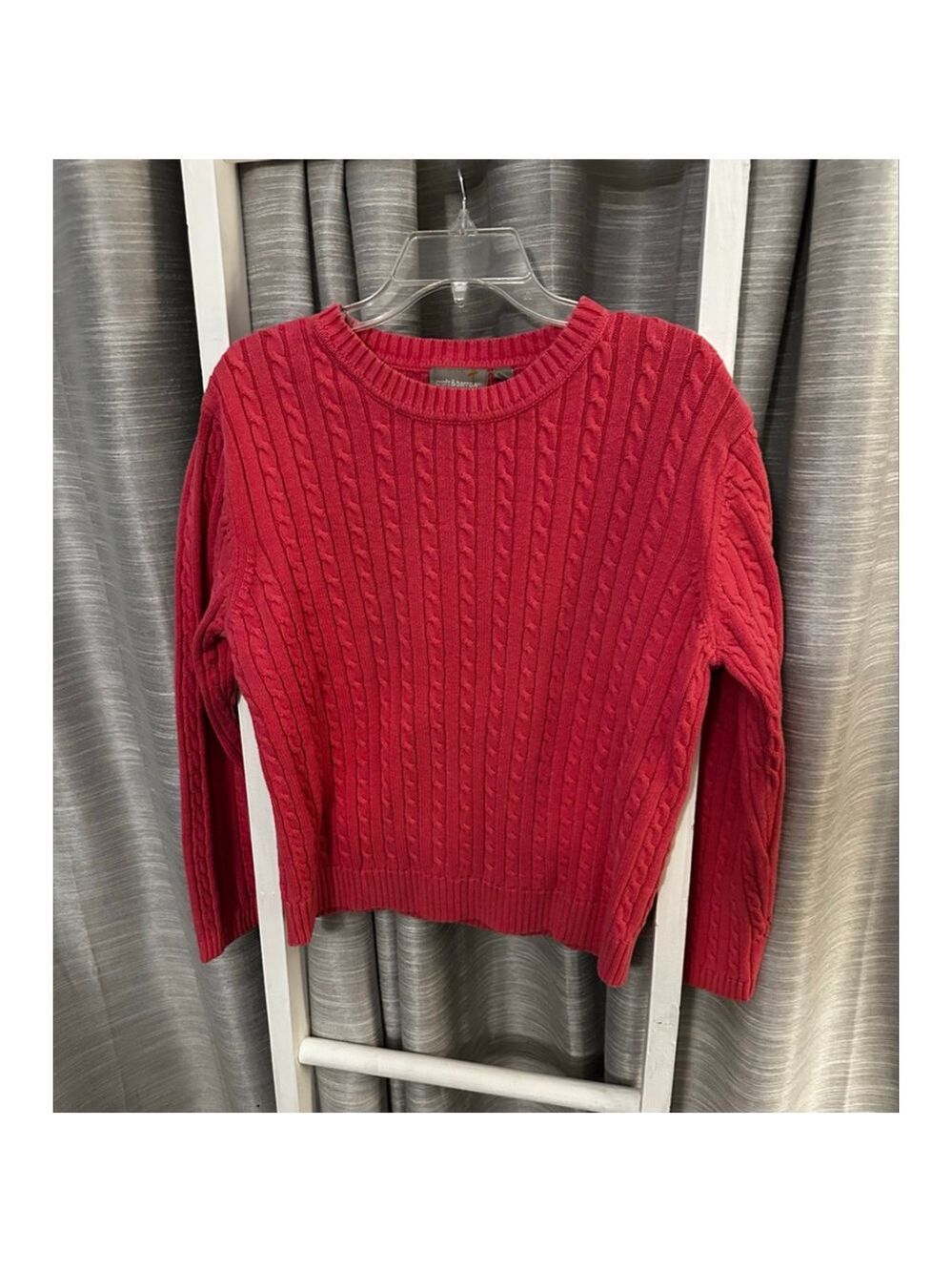 Croft & Barrow Pink Cable Knit Crew Neck Sweater L
